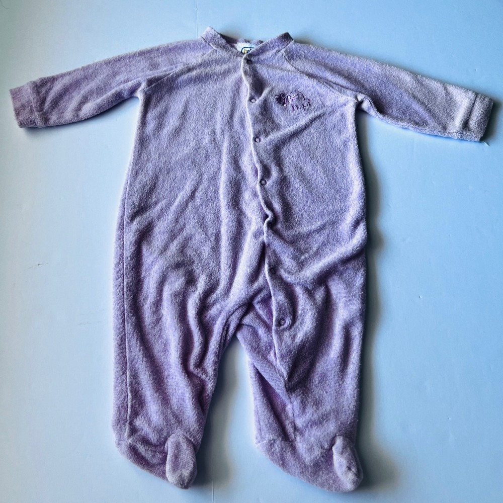 Baby Connection Terry Cloth Footed Sleeper 3-6M‎ Pink Bunny Pajamas
